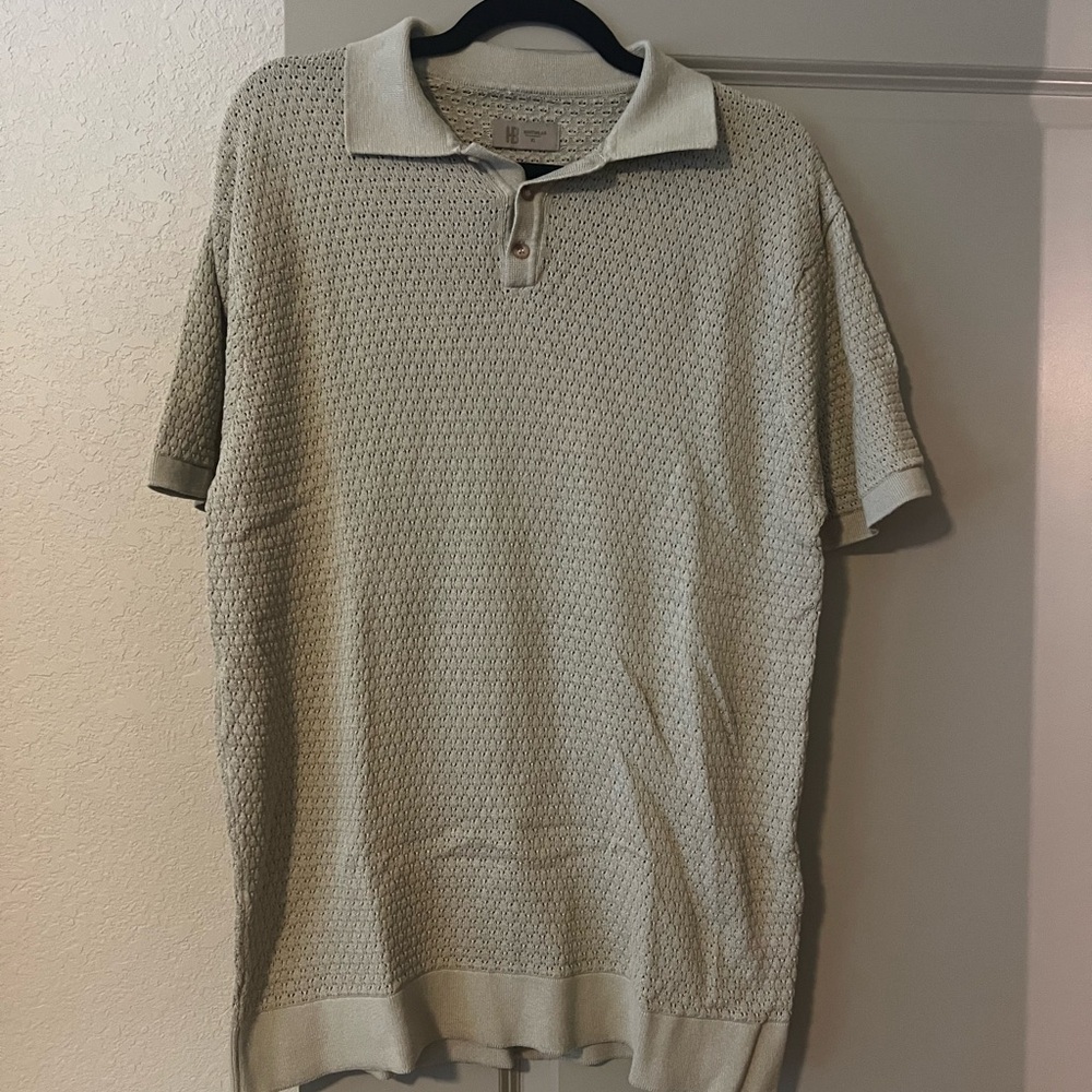 Classic Beige Textured Polo Shirt